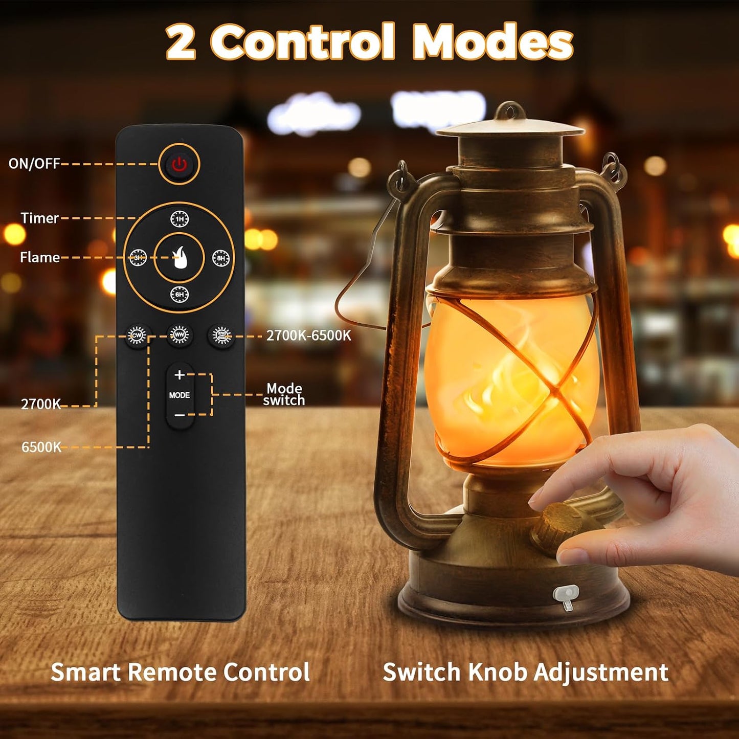 2 Pack Bronze Vintage 4 Modes Rechargeable Lanterns with Remote Control | Waterproof Hanging LED Lights with Flickering Flame, Outdoor and Indoor Decor for Camping, Patio, Garden, Pathway