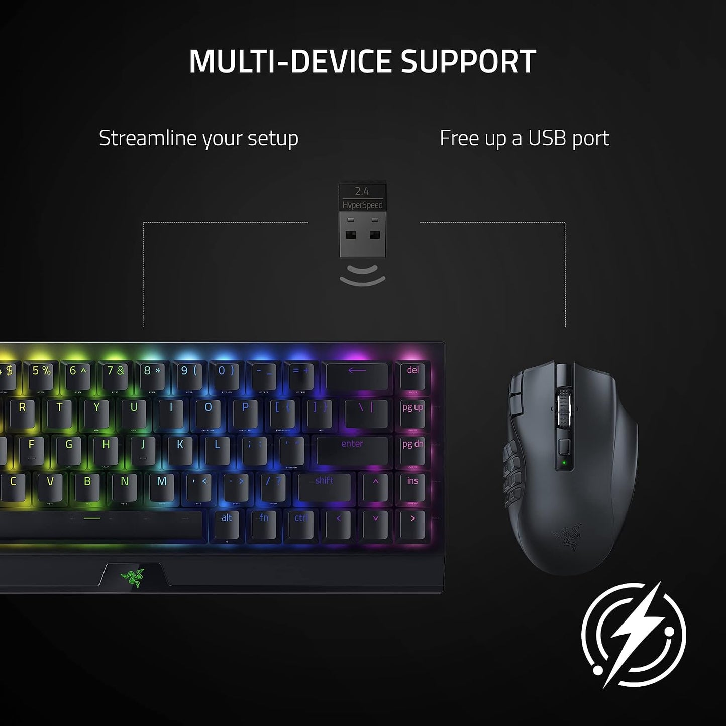 Razer Naga V2 HyperSpeed Wireless MMO Gaming Mouse, 400 Hr Battery, Black | 19 Programmable Buttons, HyperScroll Technology, Focus Pro 30K Optical Sensor, Mechanical Mouse Switches Gen-2
