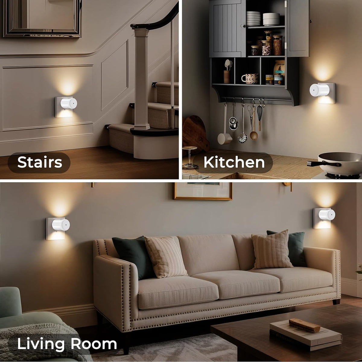 GEPLAD 4-Pack Motion Sensor Night Light, Plug into Wall Dusk to Dawn LED Nightlight, Auto On/Off, 5000K Daylight 100 Lumens, Rotatable Plug-in Design for Hallway, Staircase, Bathroom, Kitchen