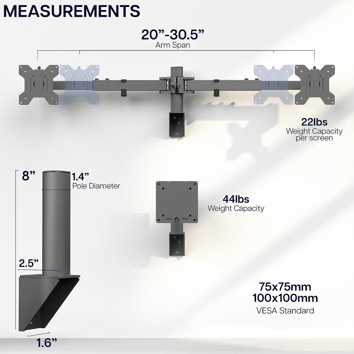 VIVO Telescoping Dual Monitor & Single Ultrawide Monitor Wall Mount, Articulating and Height Adjustable, Fits 2 Standard Screens & 1 Ultrawide Screen, Triple Mount Setup, Black, MOUNT-WM123B