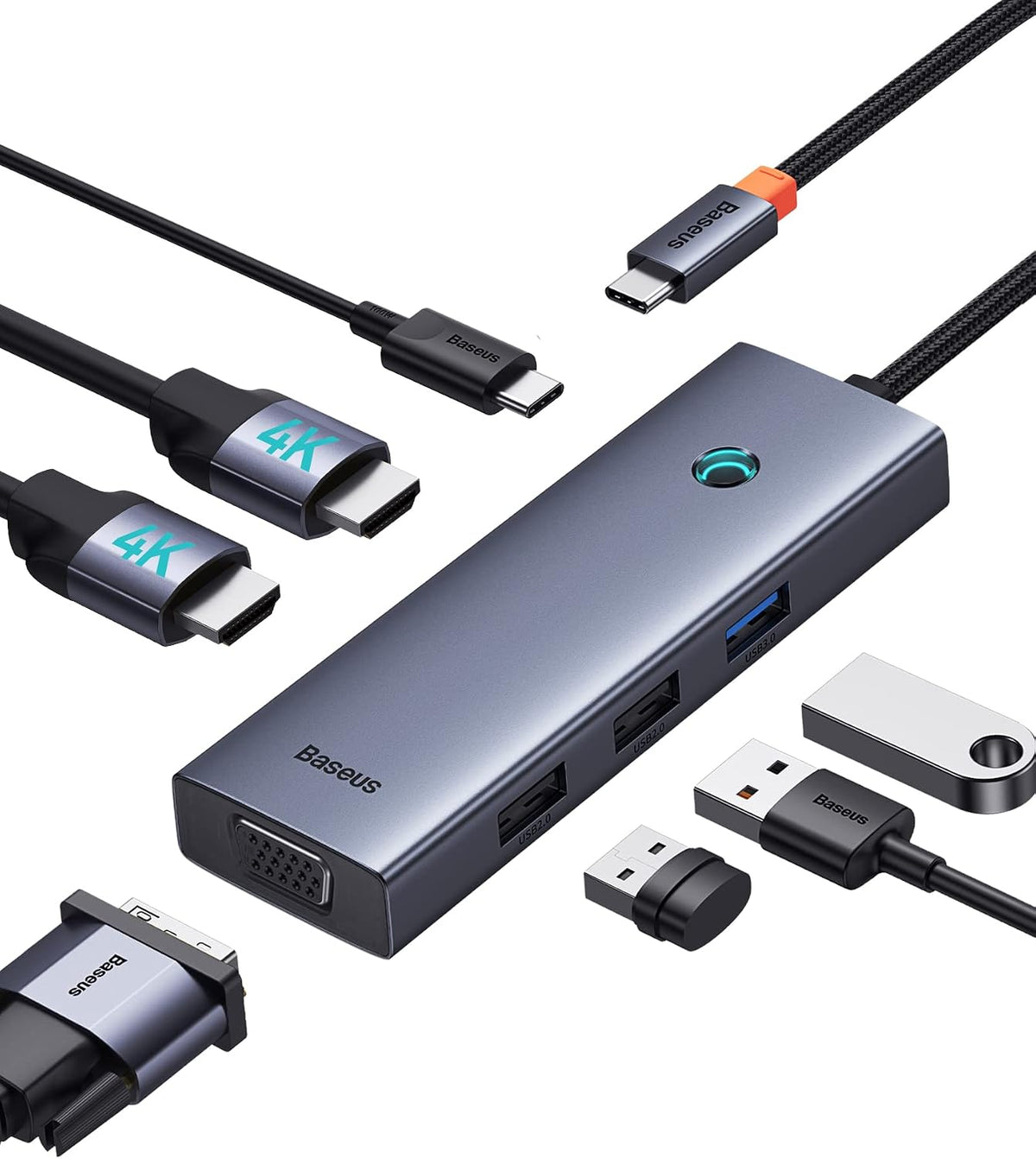 Baseus 17-in-1 Laptop Docking Station 3 Monitors with 4K HDMI+DP, USB C Docking Station with 7 USB, 1000Mbps Ethernet, 100W PD, Card Readers Compatible with Acer/HP/Lenovo/Mac/Dell