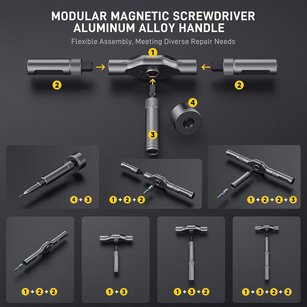 74 in 1 Magnetic Ratchet Screwdriver Set with Detachable T Handle | S2 Steel Bits Screwdriver Set, Repair Tool Kit for Furniture, Precision Electronics, Bicycle, DIY, Computer, Gift for Man