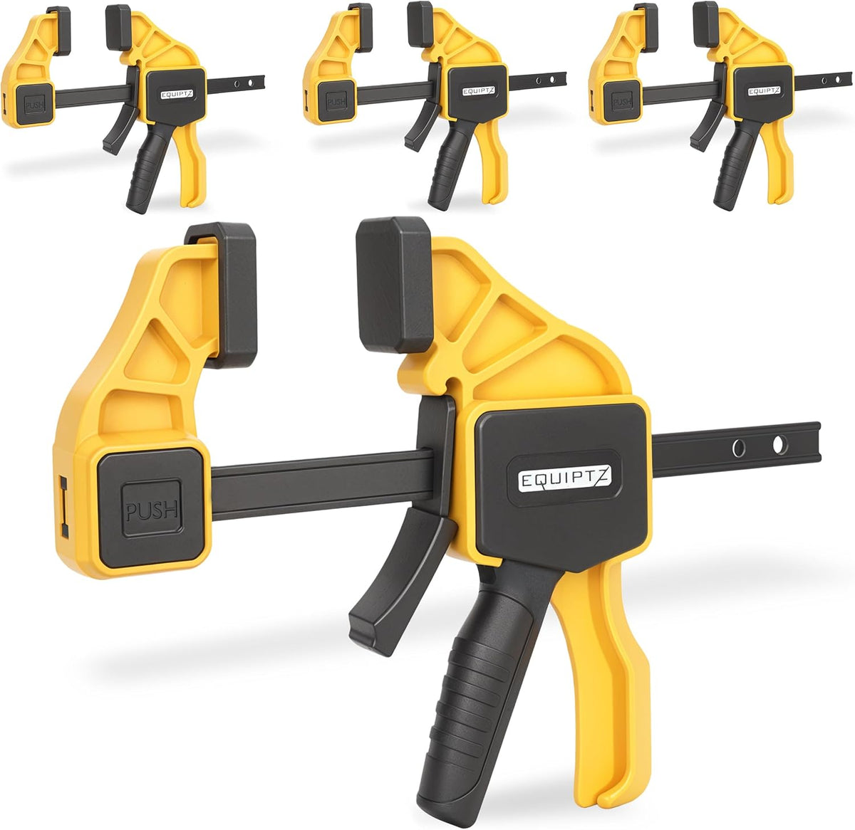 EQUIPTZ 6 inch Bar Clamps for Woodworking – 4 Pack Quick Grip Clamps Set with 150 lbs Force – Wood Clamps for Gluing, Carpentry, DIY, and Metalworking (6 inch Size, 4 Pack)