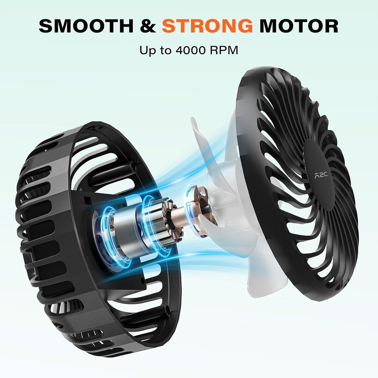 A2C Golf Cart Fan Rechargeable Magnetic Base Battery Operated Portable Fan | 3 Speeds, 4000 RPM Strong Airflow for Yamaha, EZGO, Club Car 360° Rotatable Golf Cart Accessories Gifts for Men, Dad, Husband
