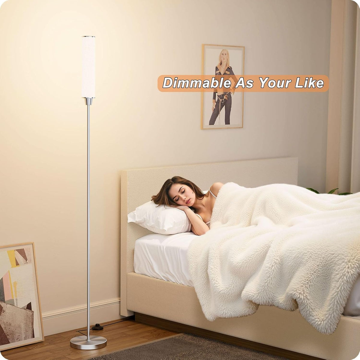 Nukanu Floor Lamp with Remote Control,Nickel,Linen lampshade