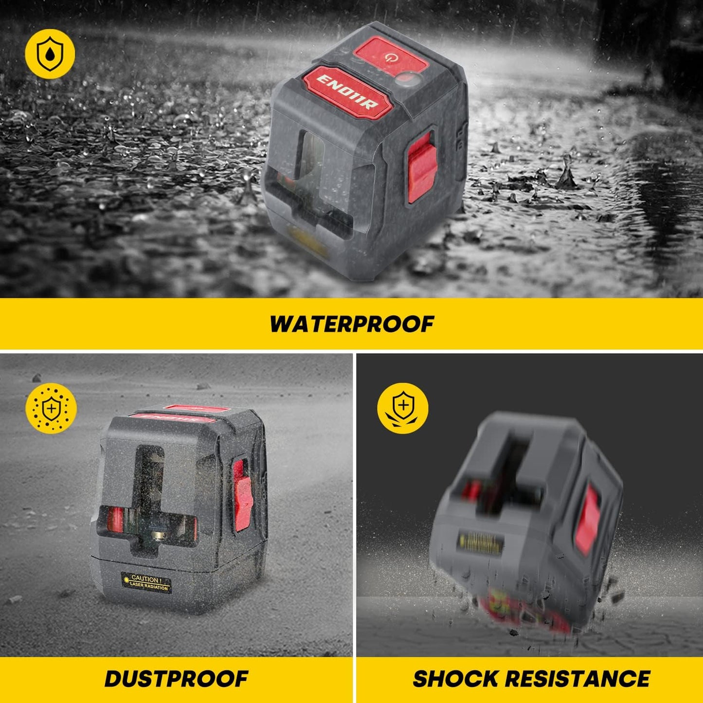 ENVENTOR Laser Level, Red Self Leveling Laser Level with Horizontal Vertical 2 Line Laser Tool 360° for Wall Picture Hanging, Waterproof Cross Line Laser Outdoor, Battery Carrying Bag Included