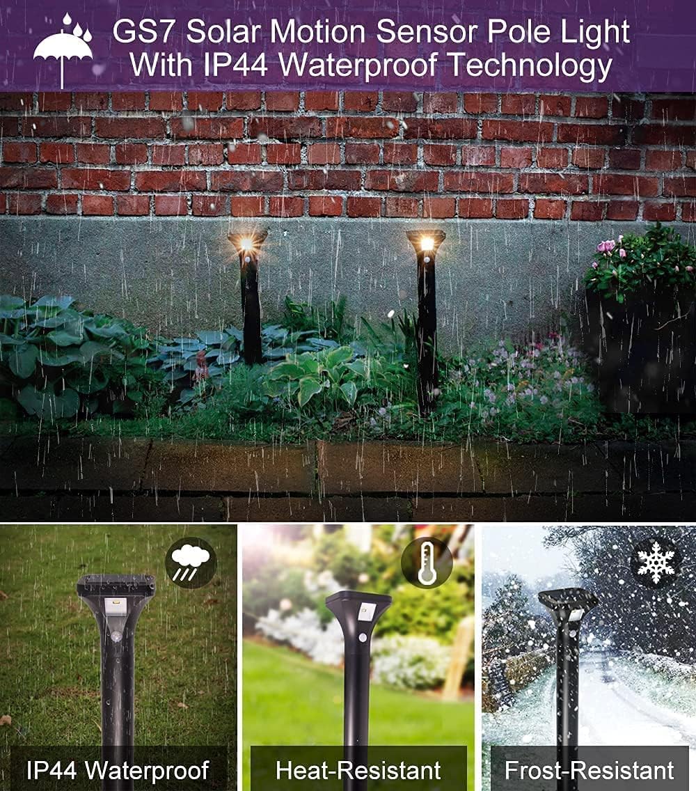 AURAXY Solar Outdoor Lights with Motion Sensor – Waterproof LED Pathway Lights for Yard, Garden, Walkway, Driveway – Auto On/Off, Easy Installation (4 Pack)