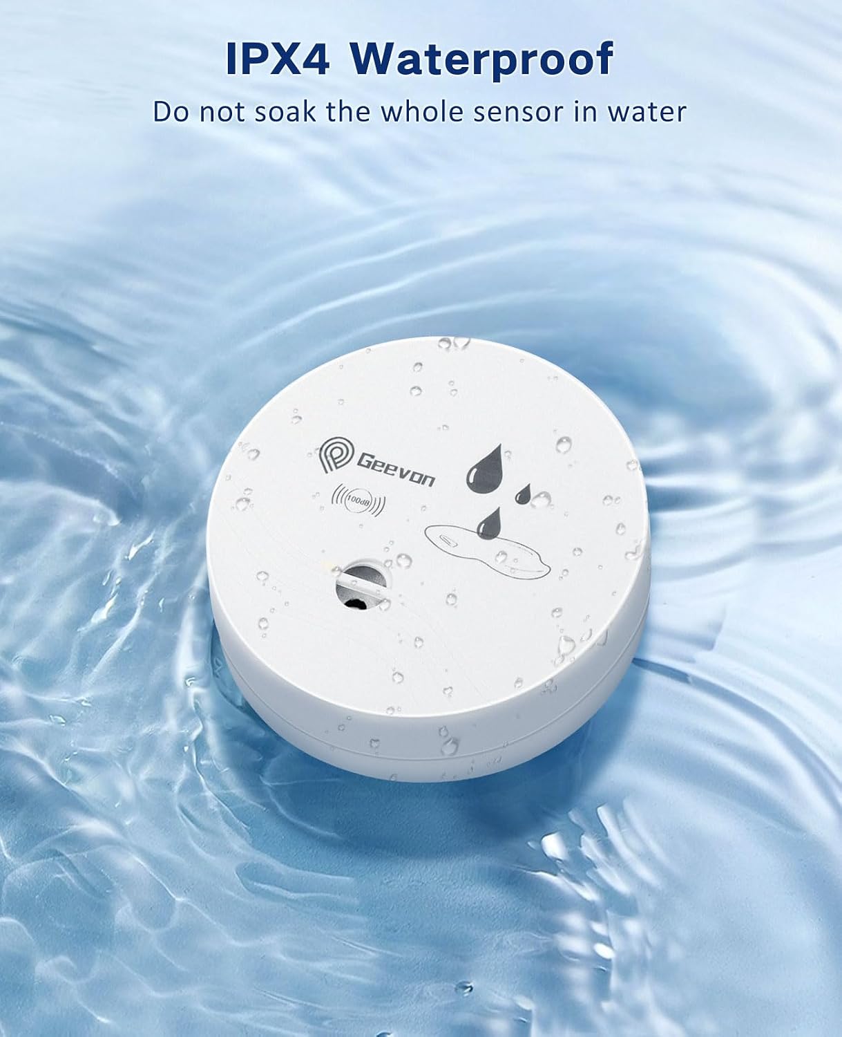 Geevon 2 Pack Water Leak Detectors,100dB Sensor Alarms for Home | Flood Leak Detectors for Basement,Bathroom,Laundry Room,Sink,Garage,Wine Cellar,RV and Window,Water Alarms with Batteries
