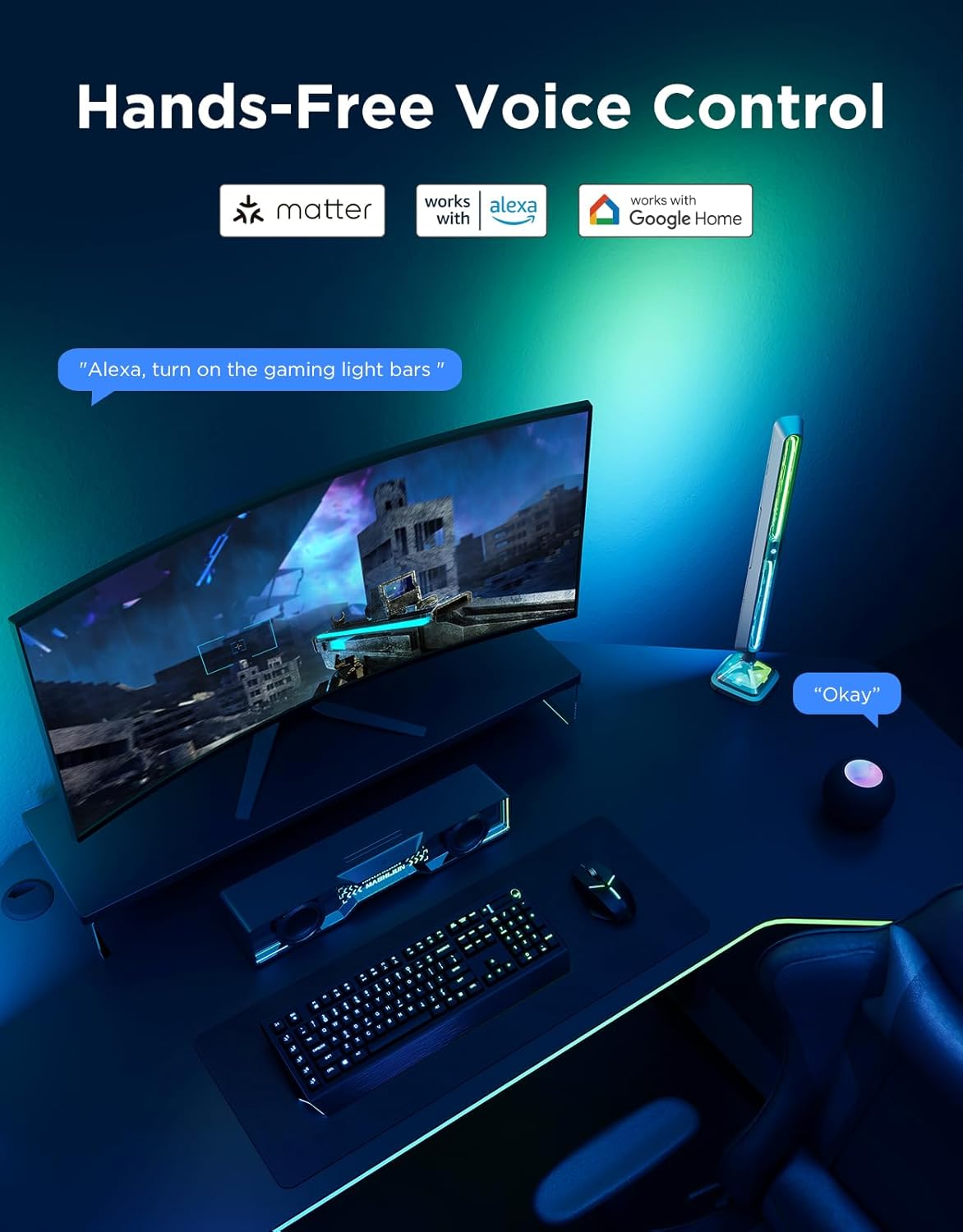 Govee Gaming Light Bars Pro,16-Inch Smart RGBIC Wi-Fi LED Game Lights