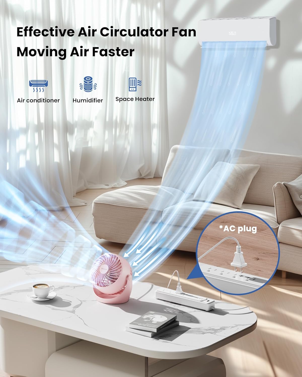 Gaiatop Desk Fan, 5-Inch Portable Electric Table Desktop Air Circulator Fan | Powerful with 3 Speed 360° Adjustable Tilt Compact Design For Cooling Home Room Bedroom Bathroom Kitchen Office