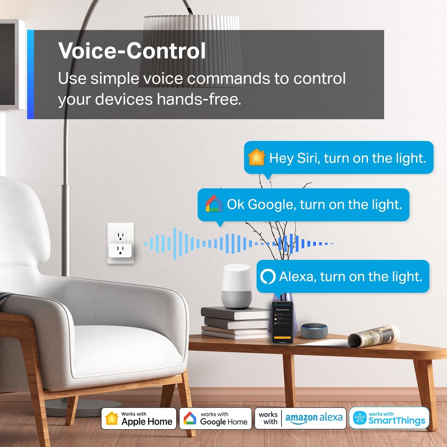 TP-Link Tapo Matter Compatible Smart Plug Mini, Compact Design, 15A/1800W Max, Super Easy Setup, Works with Apple Home, Alexa & Google Home, UL Certified, 2.4G Wi-Fi Only, White, Tapo P125M