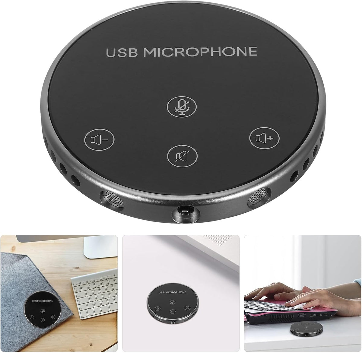 POPETPOP USB Omnidirectional Microphone for Computer and Laptop Pickup Conference Mic for Online Meetings Video Chat Gaming and Streaming Play Tabletop Accessory