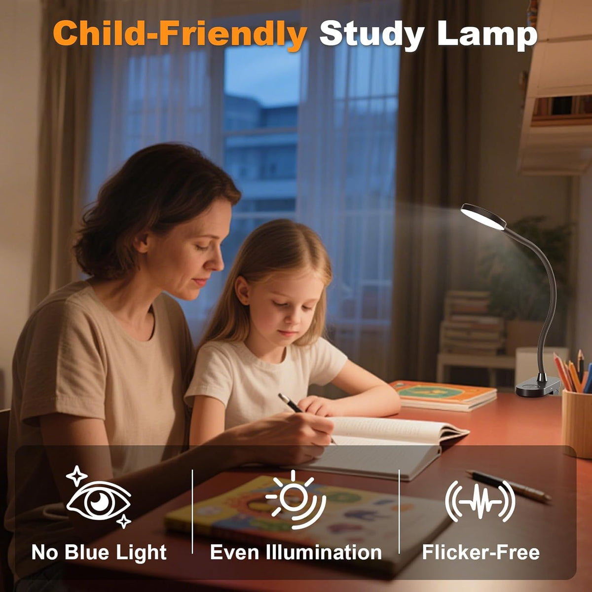 Rechargeable Clip on Light for Bed, 61 LED Cordless Reading Lamp with 3 Color Modes & 10 Brightness Levels, Portable and Flexible Book Light Clamp on Office Desk Bunk Bed Dorm Headboard (Black/3.5'')
