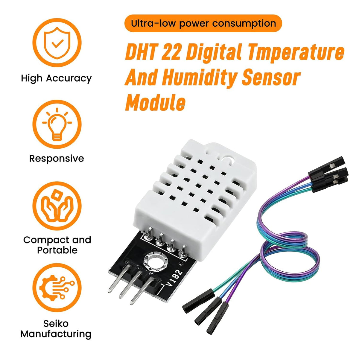 5Pcs DHT22 Digital Temperature Humidity Sensor Module with Cable