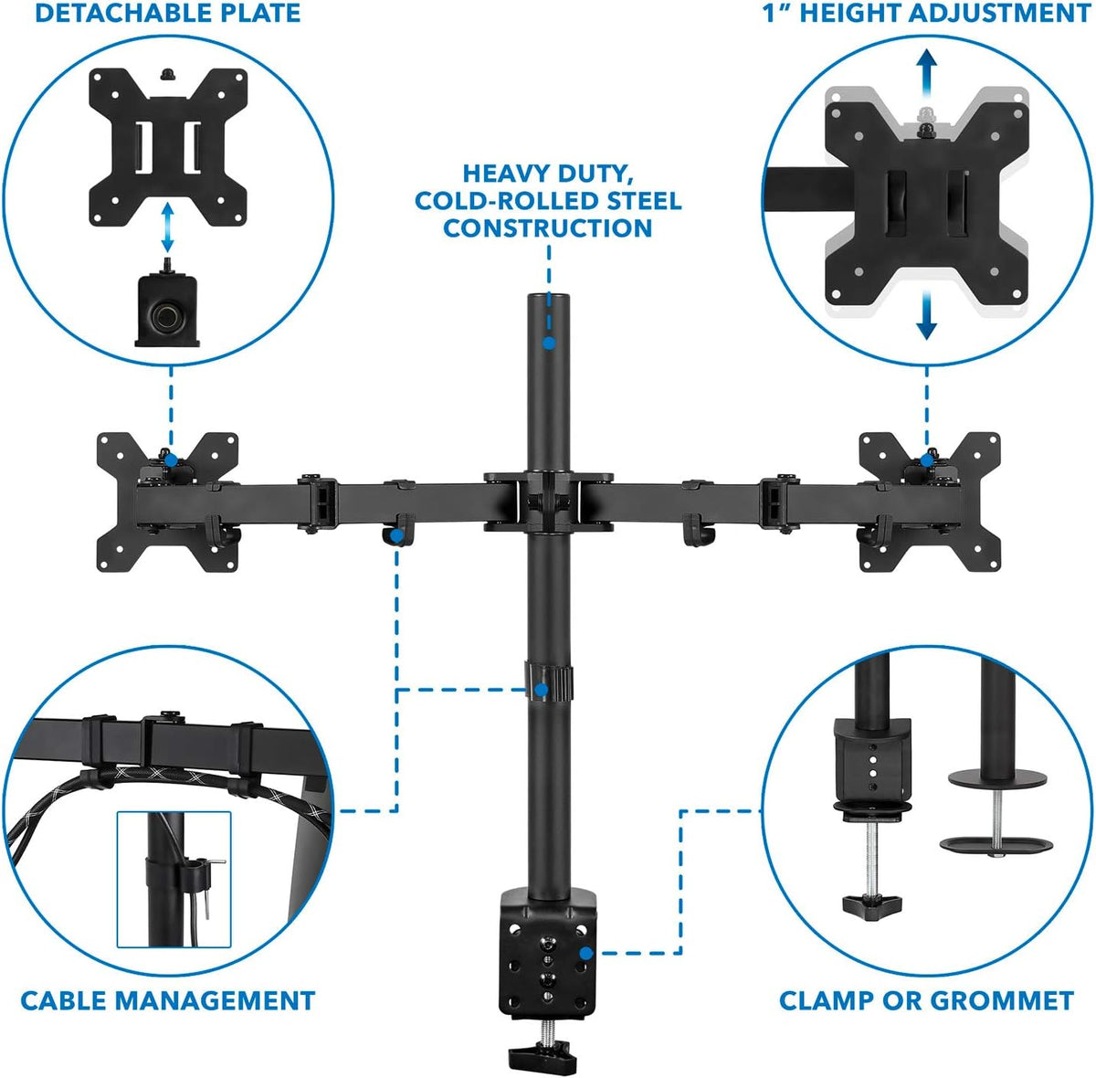Mount-It! Dual Monitor Desk Mount, 17-32", 19.8 lbs Each