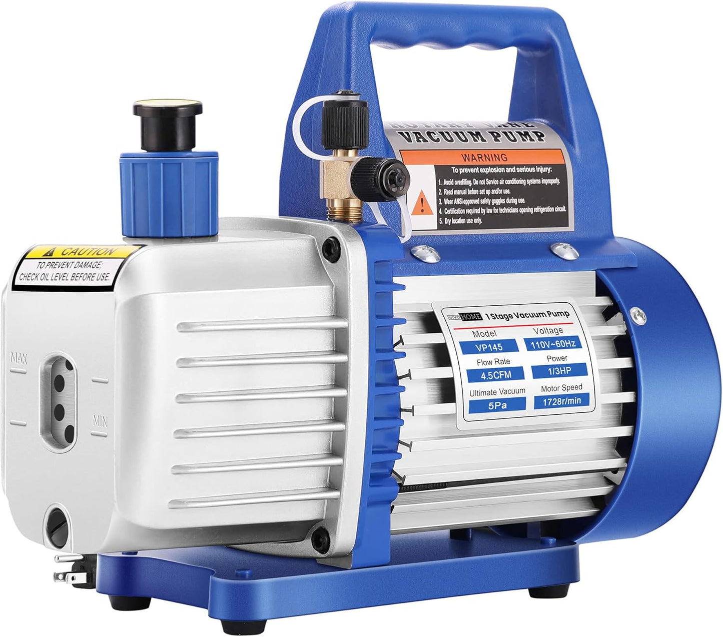 VIVOHOME 110V 1/4 HP 3.5 CFM Single Stage Rotary Vane AC Vacuum Pump | HVAC Vacuum Pump for Mini Split Automotive Air Conditioner R134a R12 R22 R502 R410a AC System with Oil Bottle