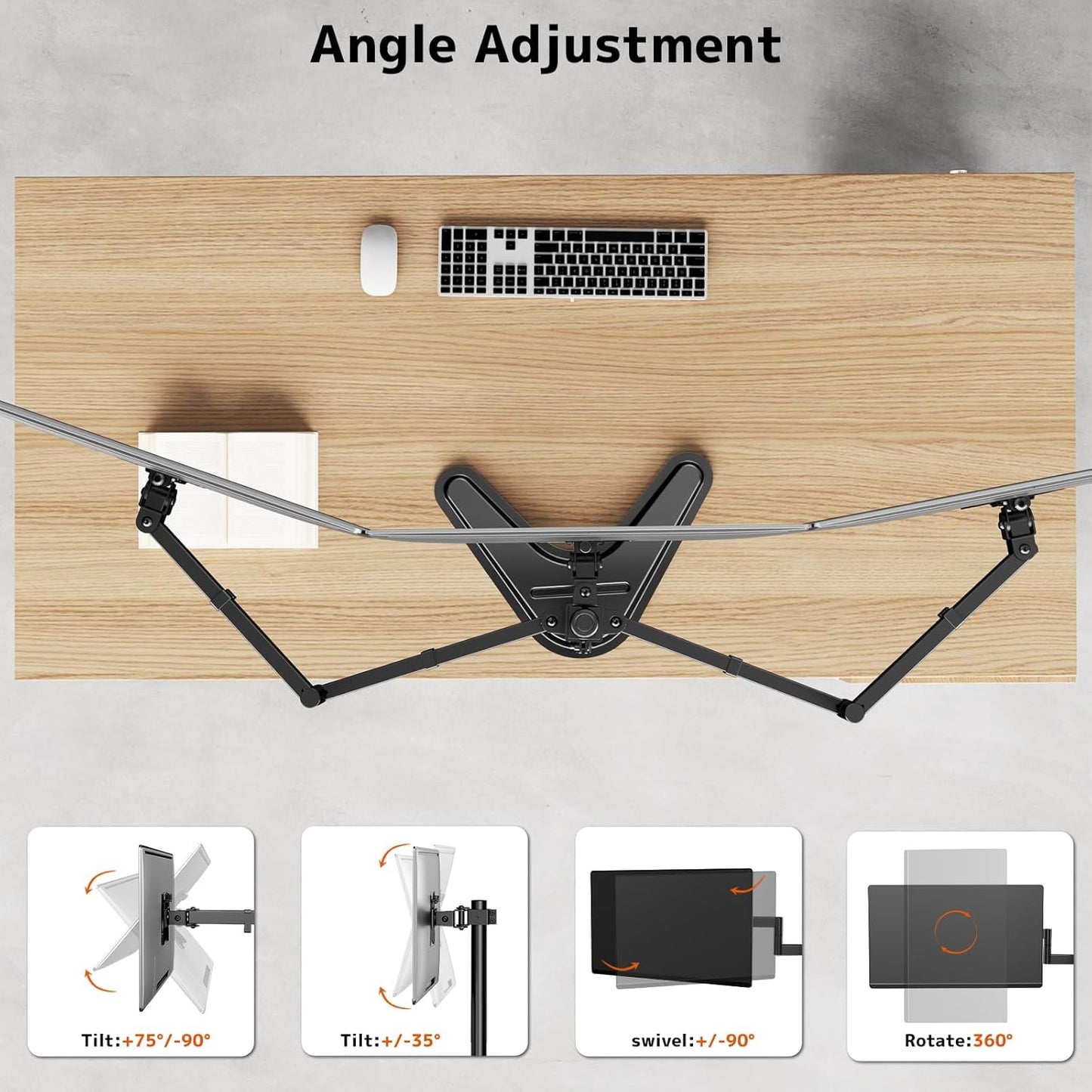 Triple Monitor Stand, Full Motion Arm Fits up to 27 inch | Free standing, Cable Management, 22 lbs Weight Capacity per Arm, 75/100 mm VESA, Black