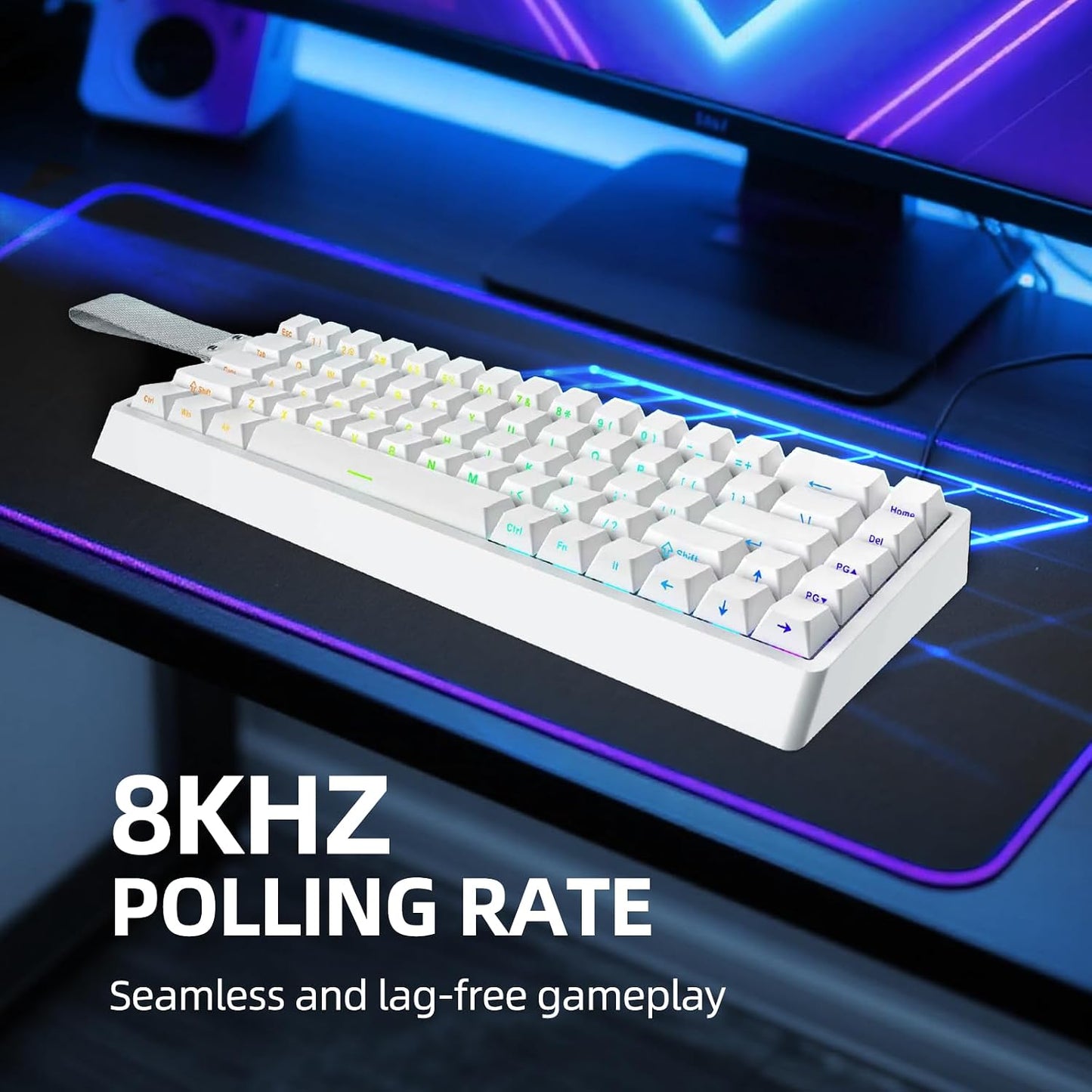 IROK ND68 68 Keys Wired Magnetic Switch Keyboard, 0.005MM RT Accuracy, 8KHZ Polling Rate/Latency As 0.125MS/256KHZ Single Key Scan Rate/ARGB，Hot Swappable,Gasket Structure Gaming Keyboard(White)