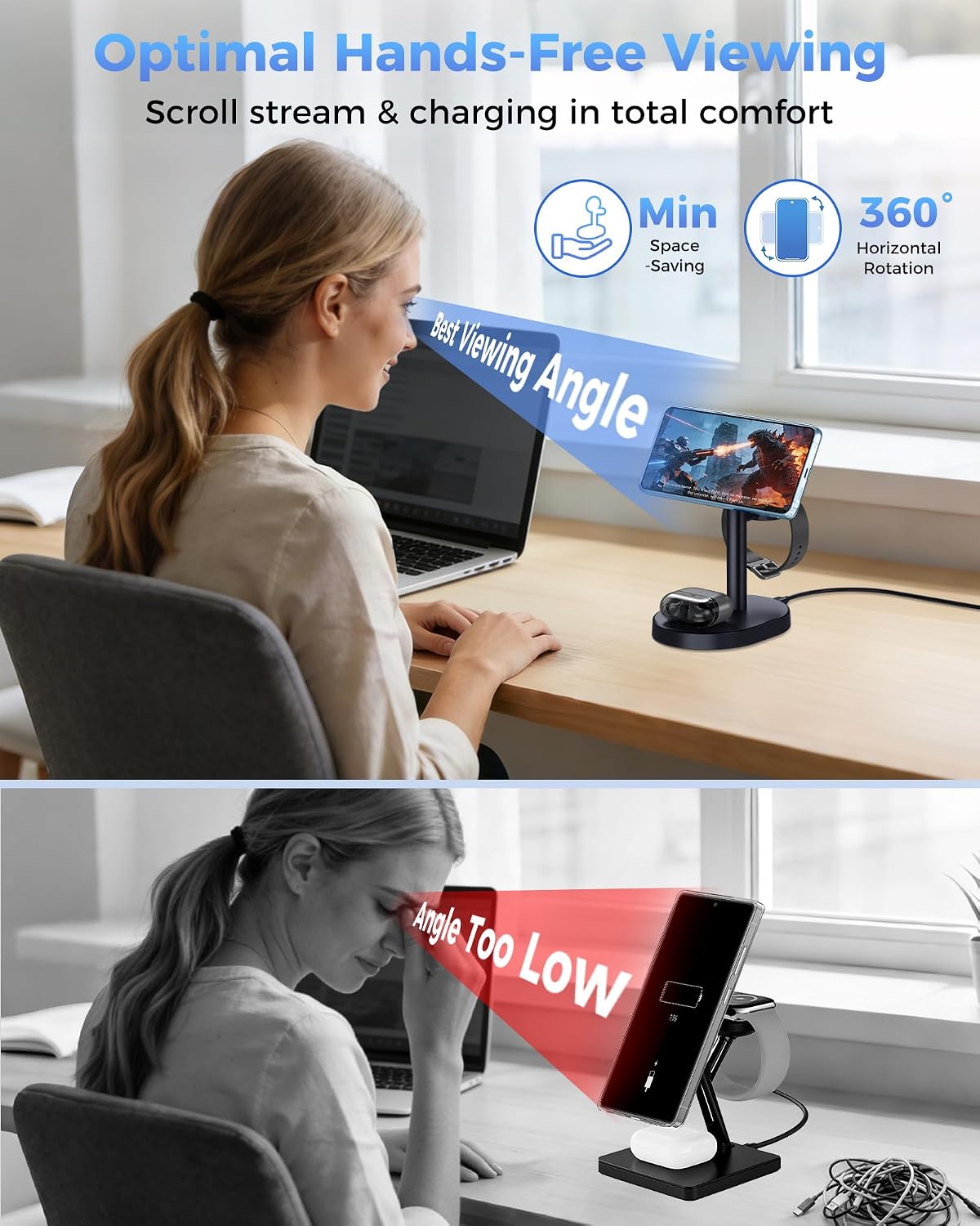 Hevanto 3 in 1 Wireless Charger for Samsung Galaxy, 15W Magnetic Super Fast Charging Station for MagSafe Samsung Galaxy S26 Ultra S25 S24 S23 Z Fold Flip Watch 8 7 Classic Buds 4 3 2 Pro Series