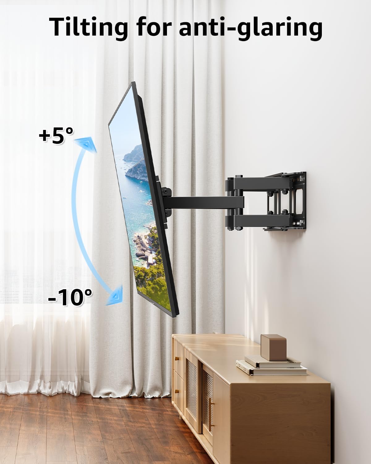 EconoMe TV Wall Mount for Most 32-65 inch Flat Screen/LED/4K TVs, TV Mount with Swivel and Tilt Articulating Dual Arms, Full Motion Wall Mount up to 16” Stud, Max VESA 400X400mm, up to 99lbs