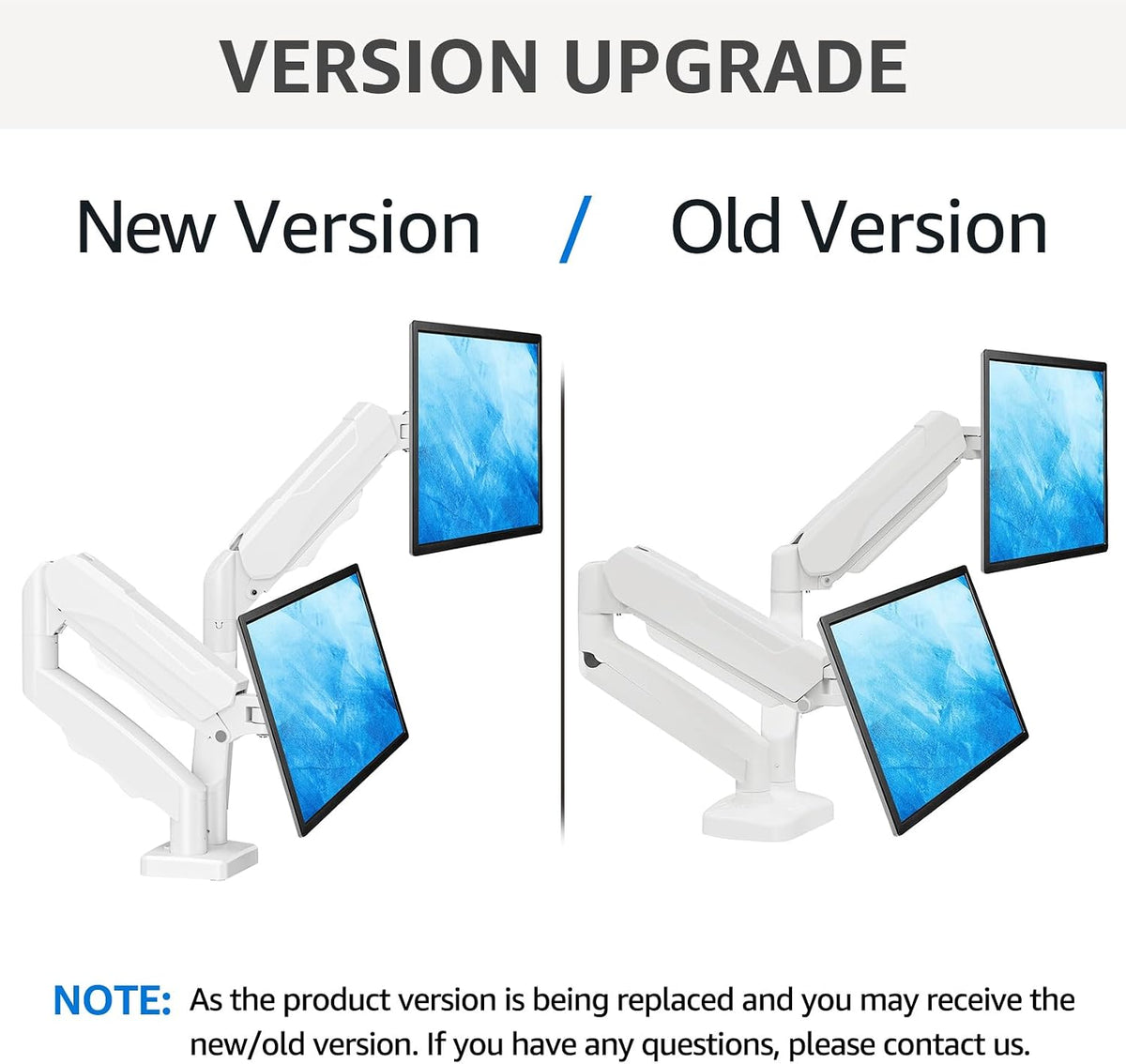 MOUNTUP Dual Monitor Stand for Desk, Monitor Arms for 2 Monitors Max 32 Inches, Height Adjustable Double Monitor Mount, VESA Mount with C-Clamp & Grommet Base, Holds 4.4-17.6lbs, White