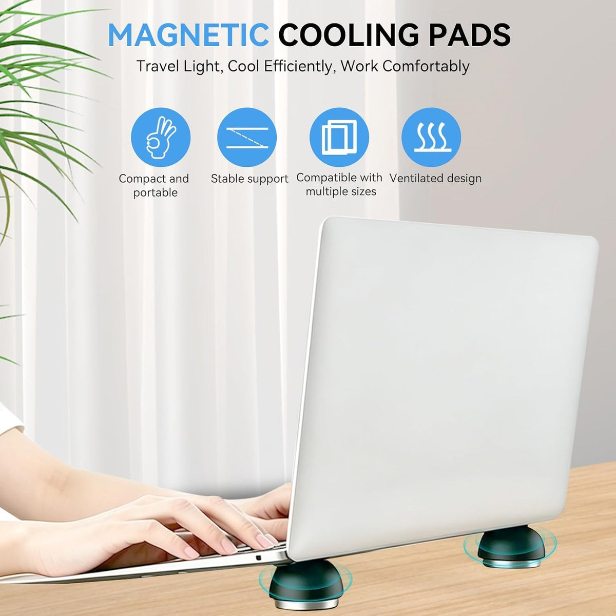 Laptop Cooling Pad, Magnetic Laptop Cooling Pad for Home Work Office