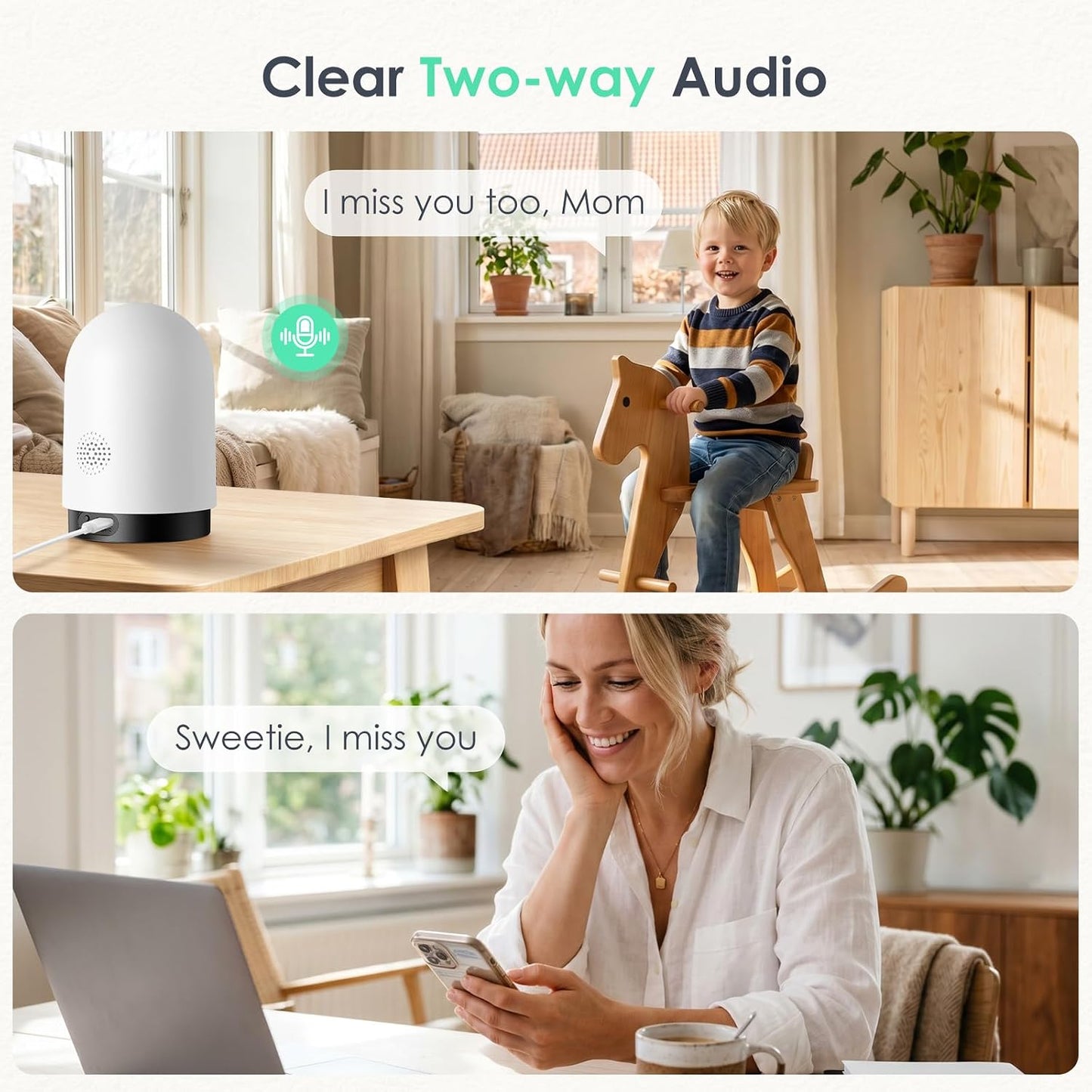 YOTON Indoor Security Camera, 2K 360° Wi-Fi Baby Monitor & Pet Camera w/Motion Tracking, 2-Way Audio, Night Vision, SD/Cloud, Compatible with Alexa & Google Home, 2.4/5GHz
