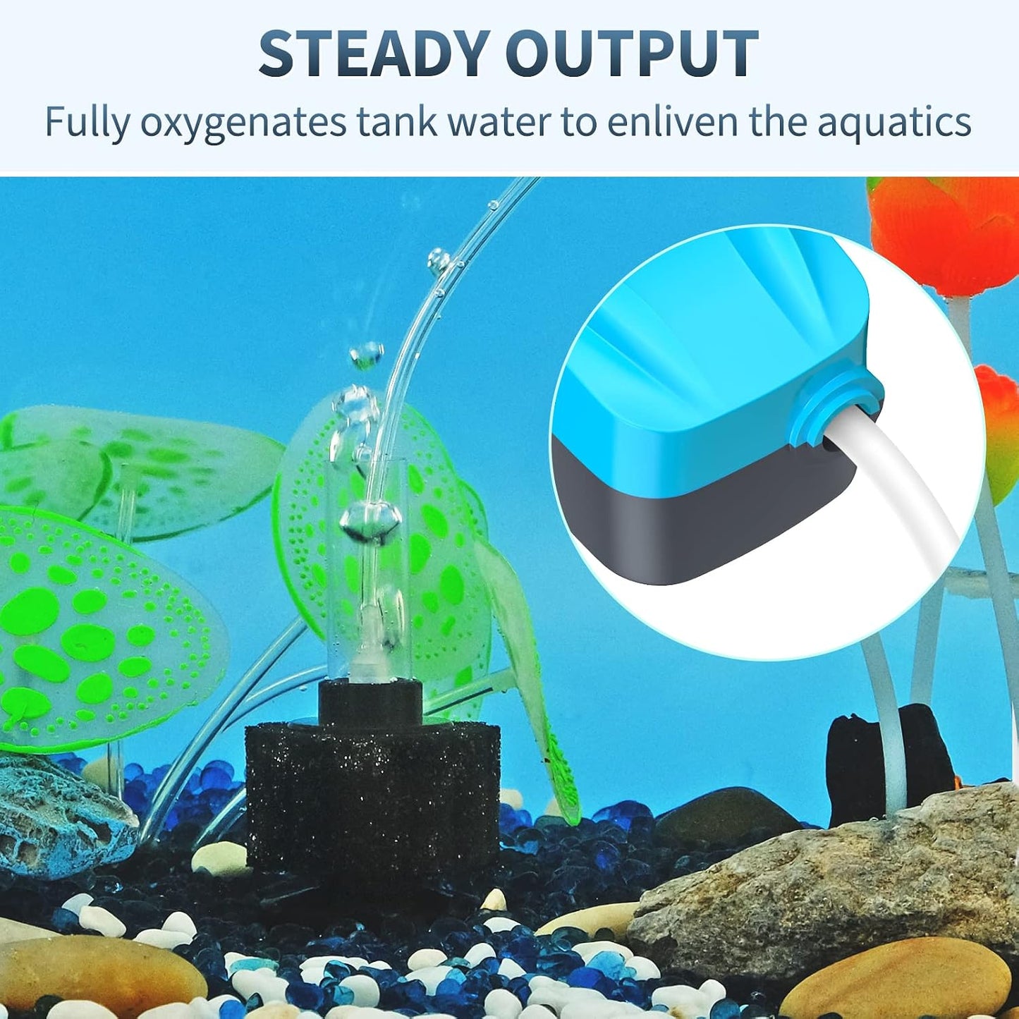 Pawfly Aquarium Air Pump with Nano Bio Sponge Filter Kit Air Control Valve Airline Tubing and Check Valve Accessories