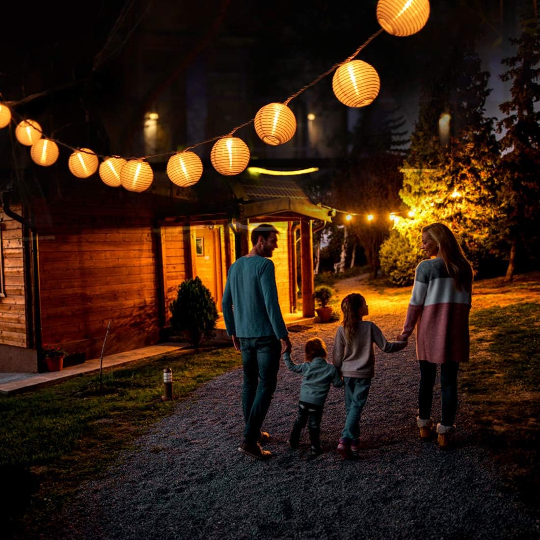 TIGOMOOV 10 White Nylon Lantern String Lights-120V Plug in 9.83FT White Wire, Waterproof Indoor Outdoor Hanging Lantern Lights for Patio, Garden, Bedroom, Wedding, Party and Christmas Holiday Decor