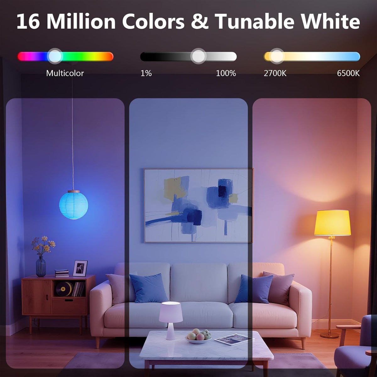 DAYBETTER A19 E26 Smart Light Bulbs,Compatible with Alexa & Google Home