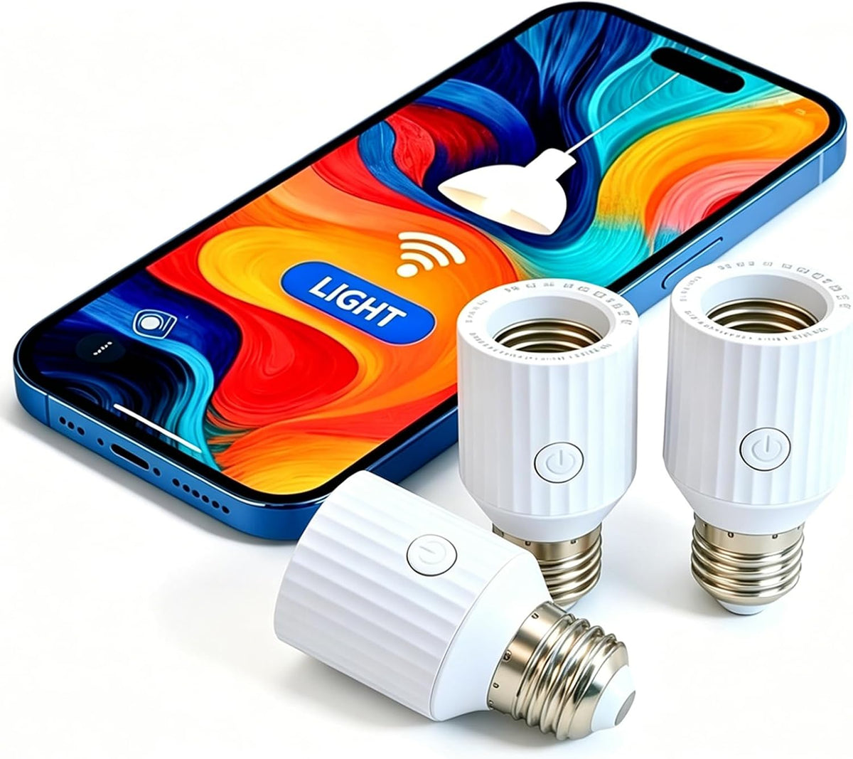 LoraTap Smart Wi-Fi Light Bulb Socket Adapter, Voice for Alexa/Google, Smart Life App Group & Timer, 60W Max, Incandescent Compatible, E26/E27, 2 Pack