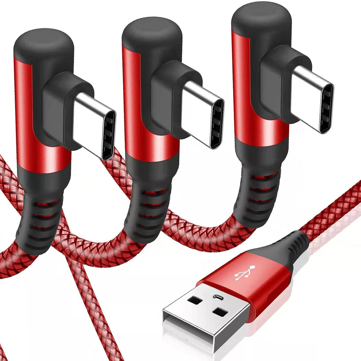 USB to USB C Cable Right Angle [3-Pack 3.3ft 6.6ft 10ft] 3.1A Fast Charging