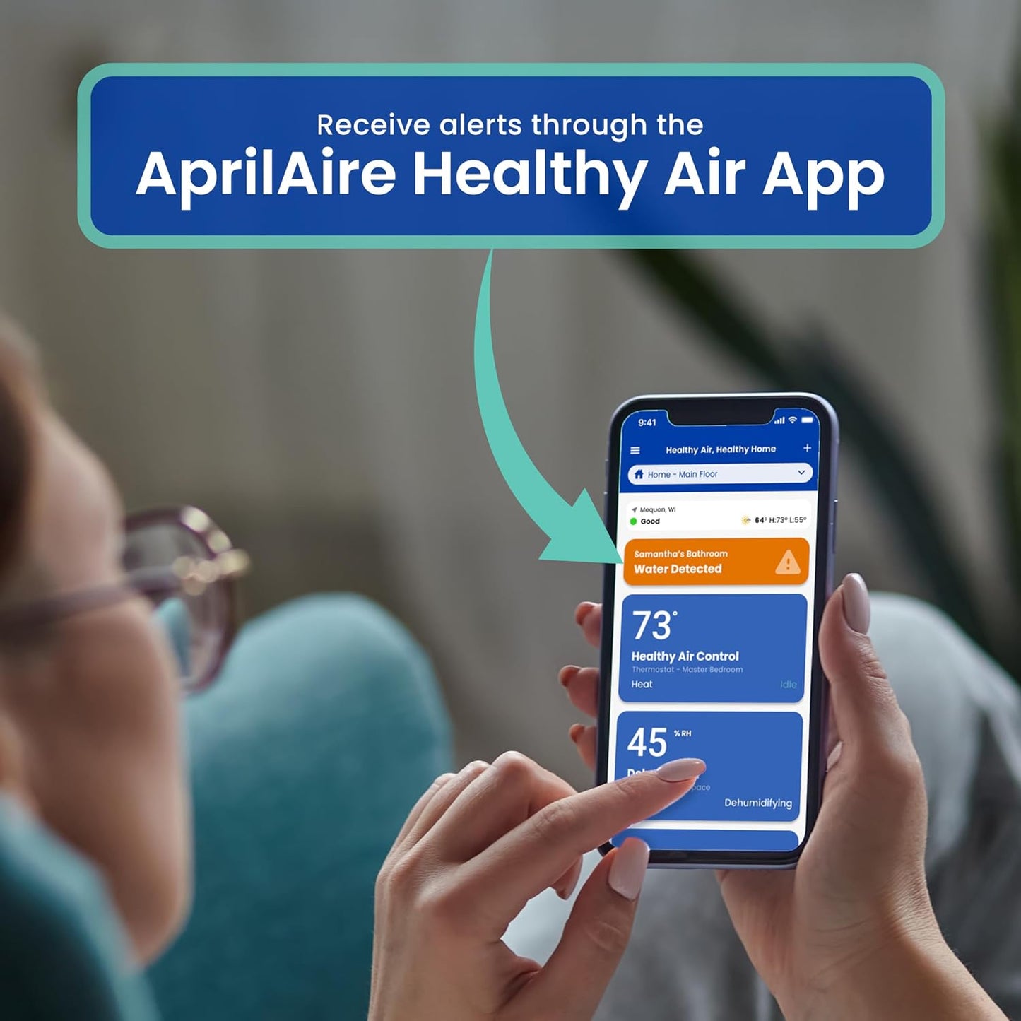 AprilAire ZAZW Water Leak Sensor, Designed to Pair with AprilAire S86WMUPR Thermostat or Wi-Fi Dehumidifiers