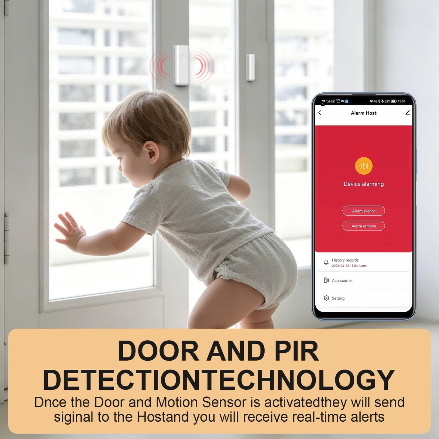 YBJ Home Alarm System, Alarm System for Home Security with 120dB Siren, Door Window Sensor, Motion Detector,Remote Control, SOS Button for Home,Shop, Garage, House