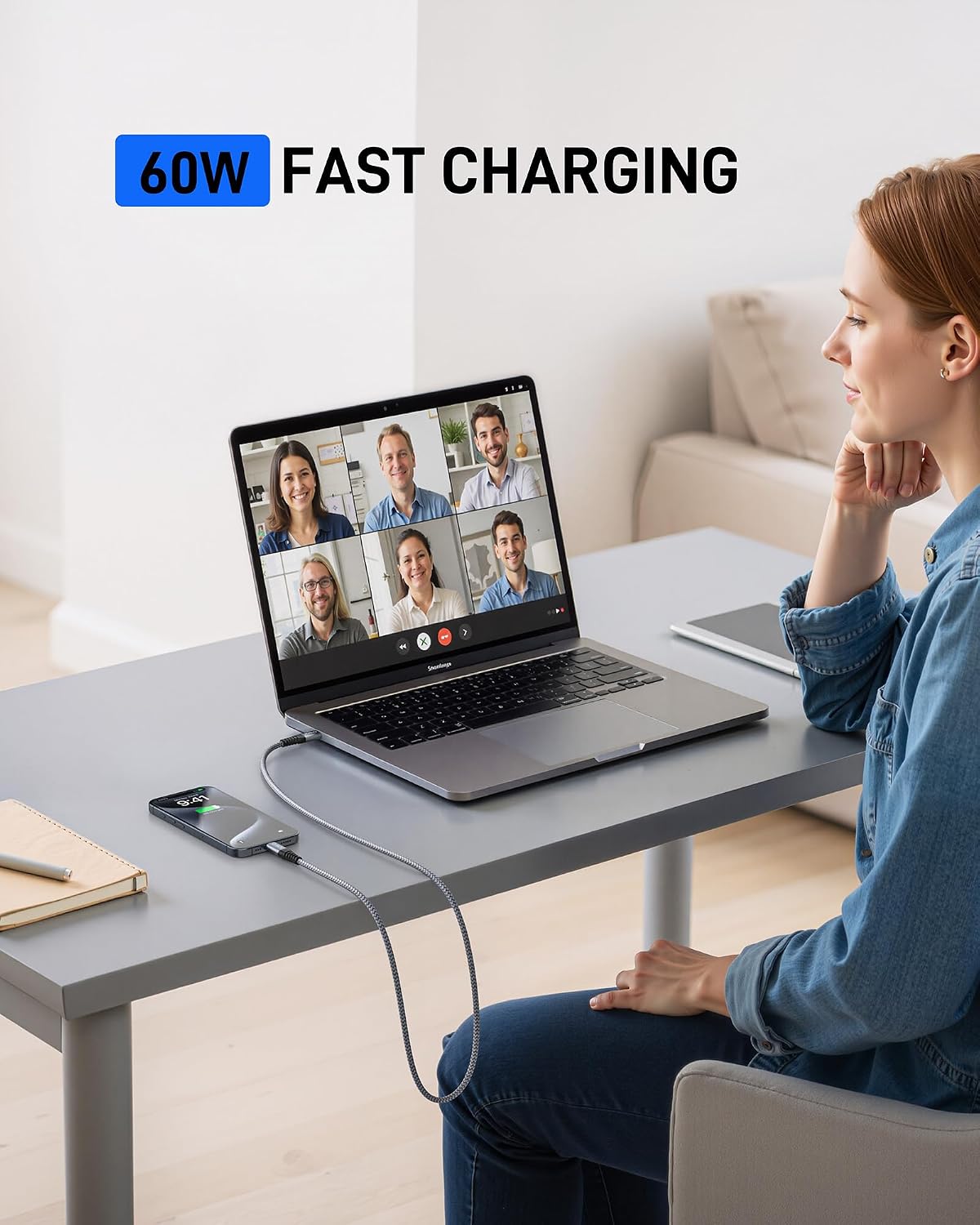 USB C to USB C Cable 60W [2Pack 6FT] USB Type C Fast Charging Cable for Car | Durable Braided iPhone USB C Charger Cable USBC to USBC Cord for iPhone 17/16/15/Pro Max/Plus, Samsung Galaxy S23 and More