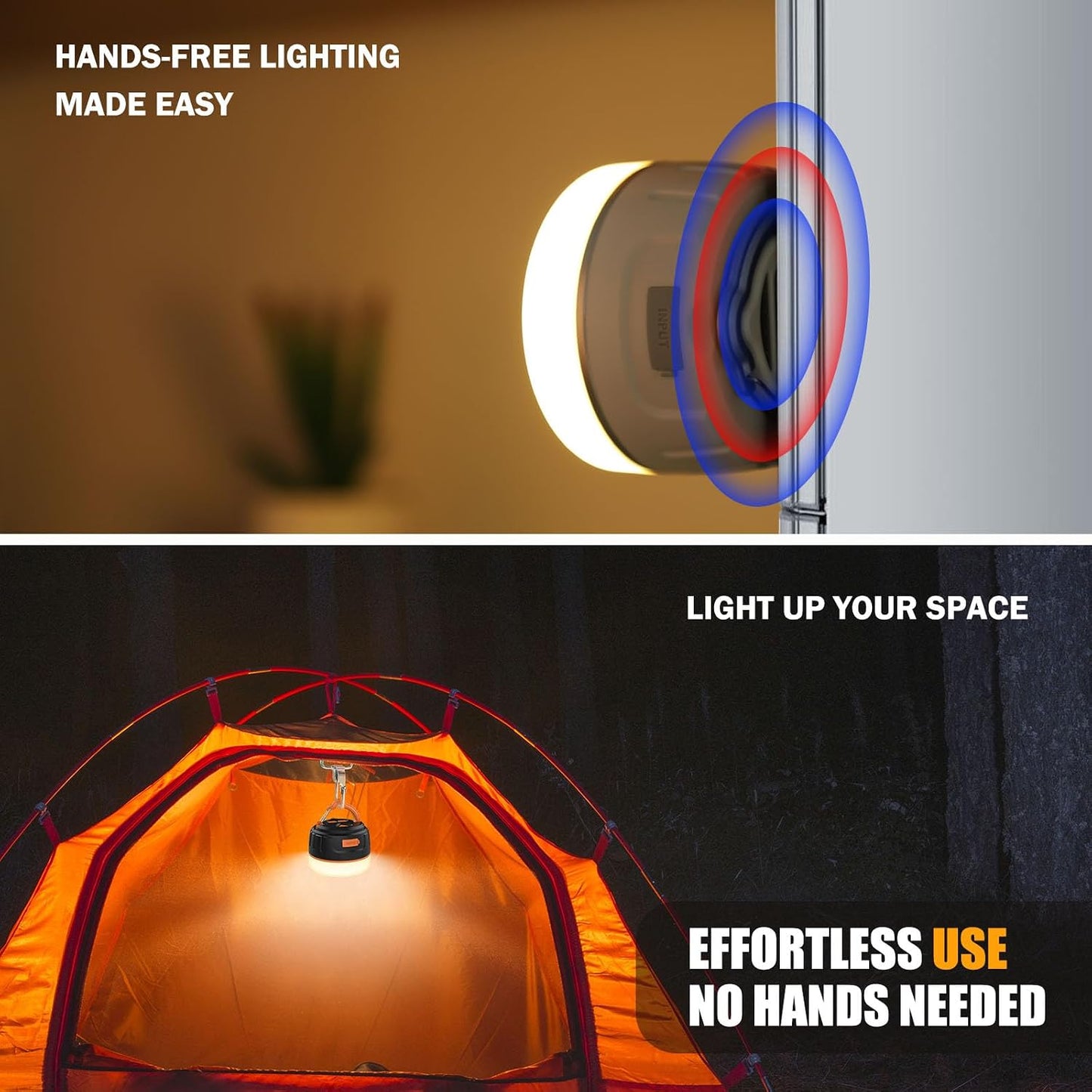 Yonktoo Camping Lantern Rechargeable, 300H Runtime, 6400mAh, IPX5 Waterproof Tent Light for Camping, Hiking, Power Outages, Home, Emergency - Standard Edition,Orange