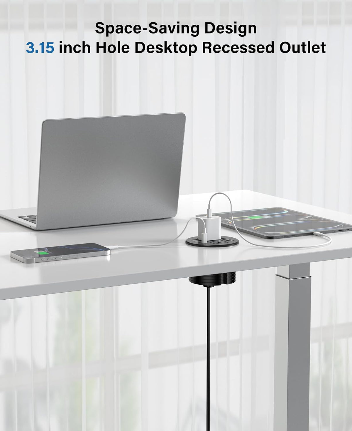Jgstkcity 3.15 inch Desktop Power Grommet,40W USB Recessed Outlet