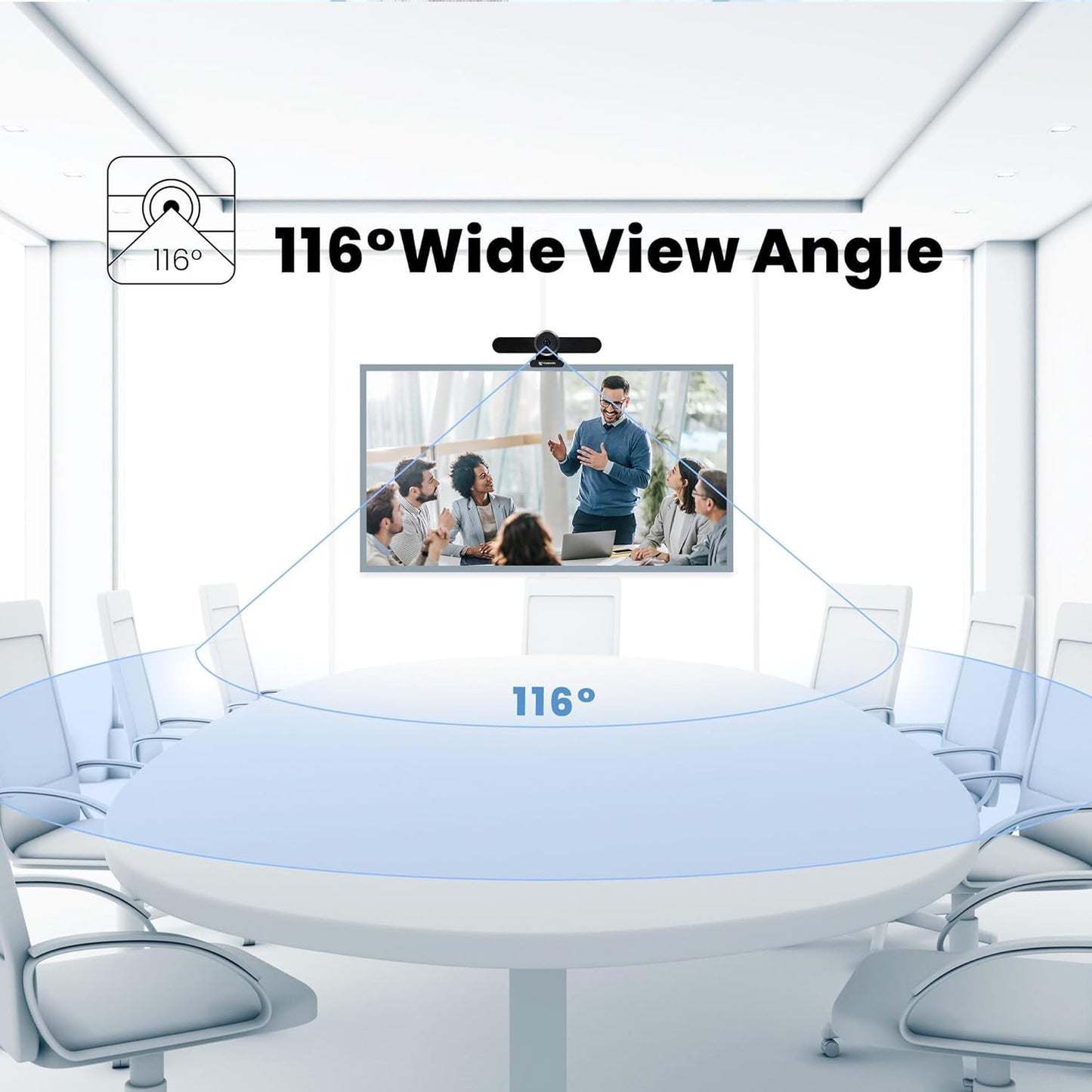 TONGVEO 4K Webcam Conference Call Room Web Camera with Dual Microphones &Speaker, | All-in-One USB Video Camera, 116° Wide Angle, AI Auto Framing | Compatible with Zoom, OBS