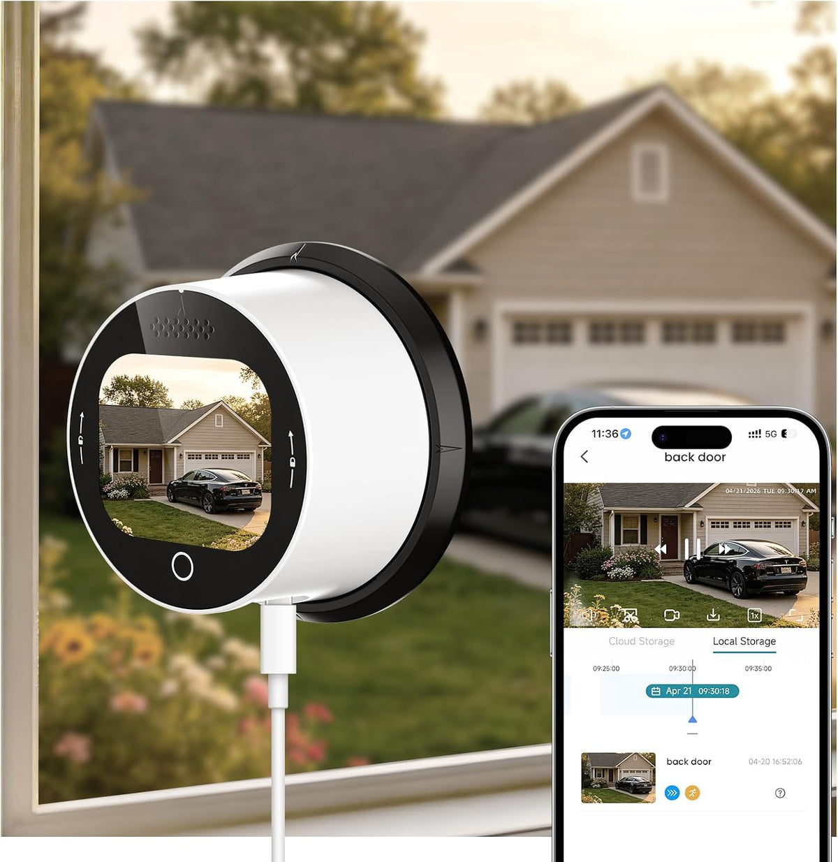 SOLIOM 5MP Window Camera, LCD Touchscreen,24/7 Recording, 2.4&5GHz WiFi