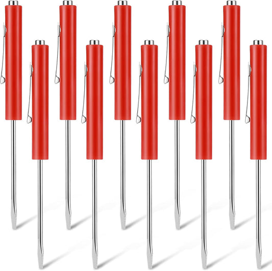 Honoson 10 Pcs Pocket Screwdriver Magnetic Mini Slotted Flathead, Red | Small Slotted Tool with Pocket Clip, Single Blade for Electrician Mechanical Work, Portable Mini Set for Quick Repairs
