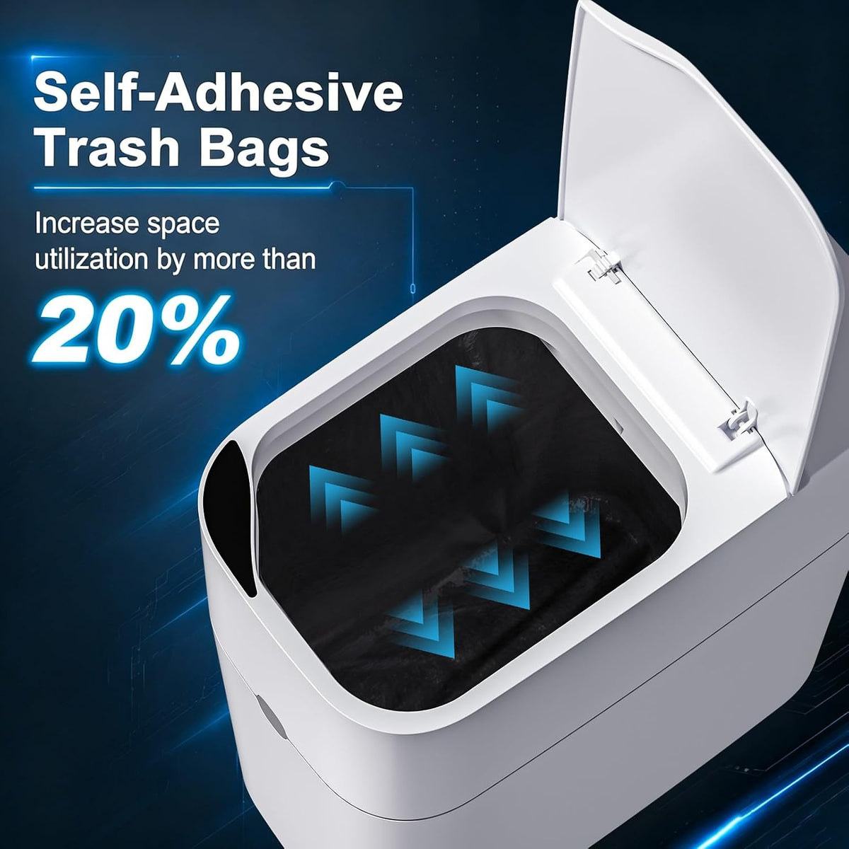 funest Bathroom Trash Can, Automatic Bagging Garbage Can, 3.5 Gallon Slim Smart Small Plastic Trash Bin, Narrow Motion Sensor Trash Can for Bedroom, Office White