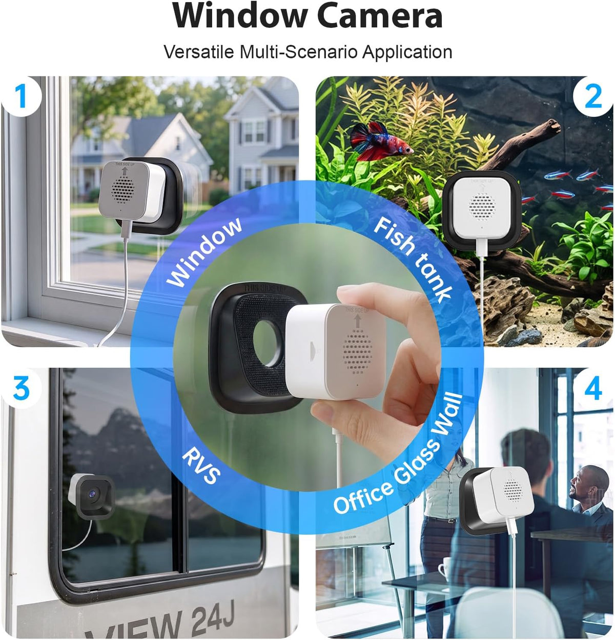 No Drill 2K Window Security Camera, Starlight Color Night Vision, Anti-Glare Anti-Reflection, 2.4GHz&5GHz WiFi Indoor Camera for Outdoor Monitoring,24/7 Recording,Local & Cloud Storage