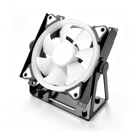 YAODHAOD Multi-Purpose Desk Fan Stand Mount for 120mm PC Computer Fans,360° Adjustable Desk Cooling Fan,Heavy-Duty Solid Metal Bracket,Flexible Airflow Direction for Laptop, Router, Modem, Electronics