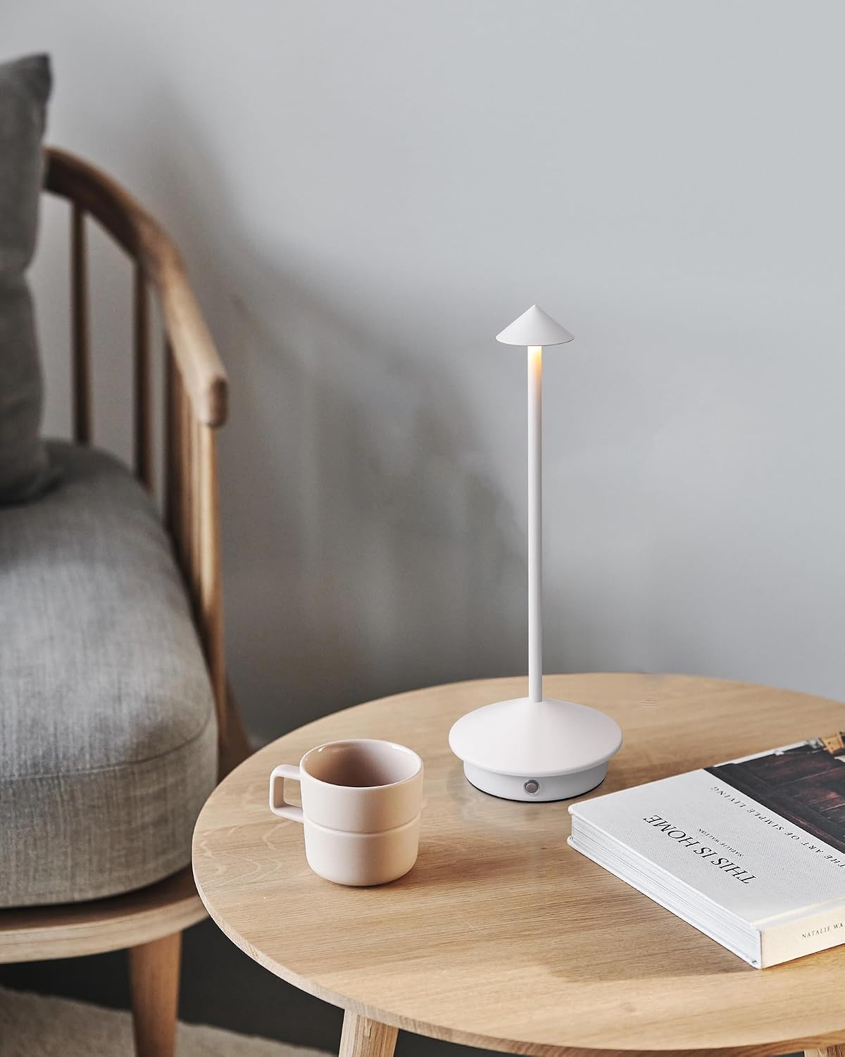 Modern Cordless Table Lamp Set of 2, White Portable LED Desk Lamps | 5000mAh, Rechargeable, Battery Operated Lighting for Bedroom, Dining Room, Restaurant, Coffee Shop, Camping, Night Light