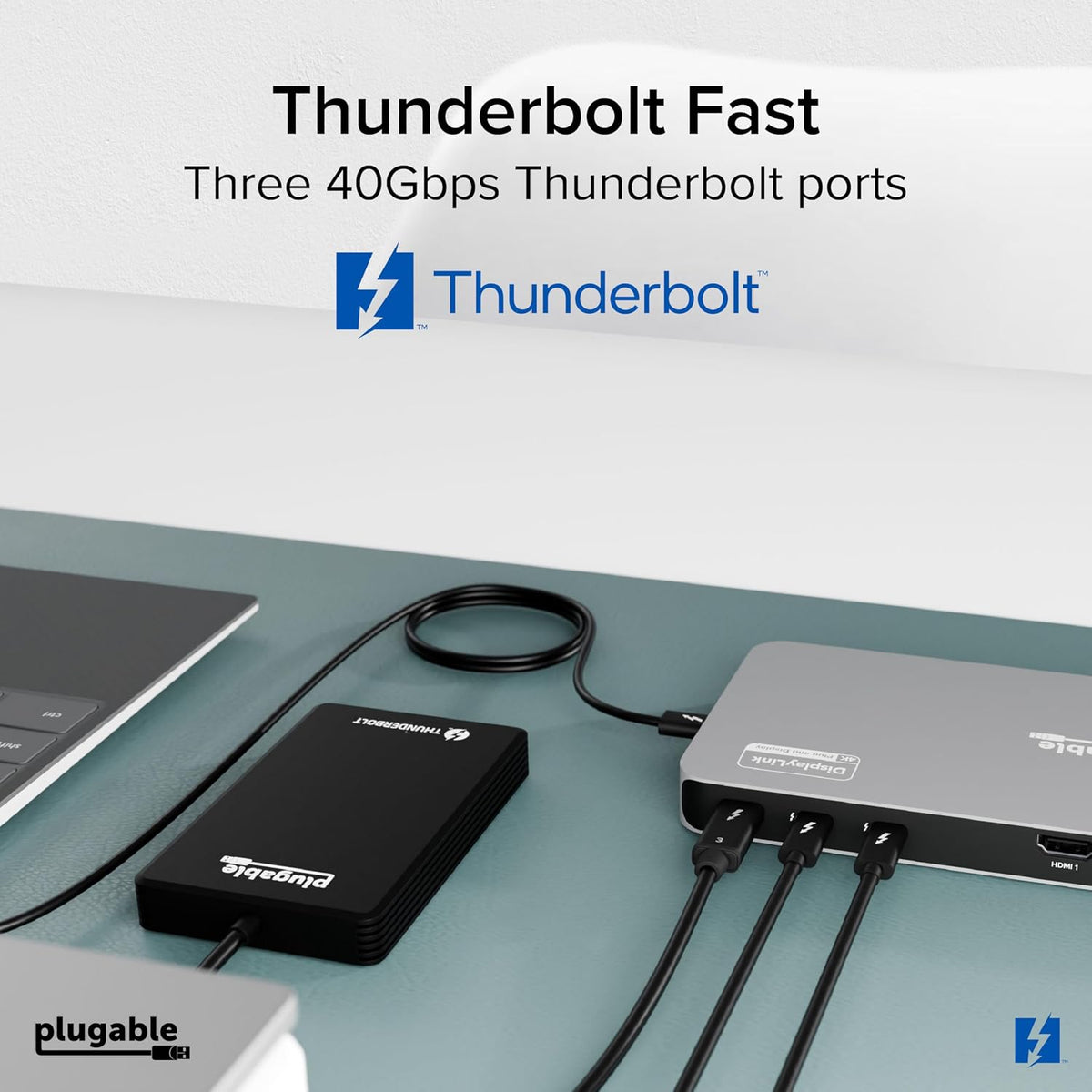 Plugable Thunderbolt 4 Dock Quad Monitors, 100W, Connect Four 4K Monitors