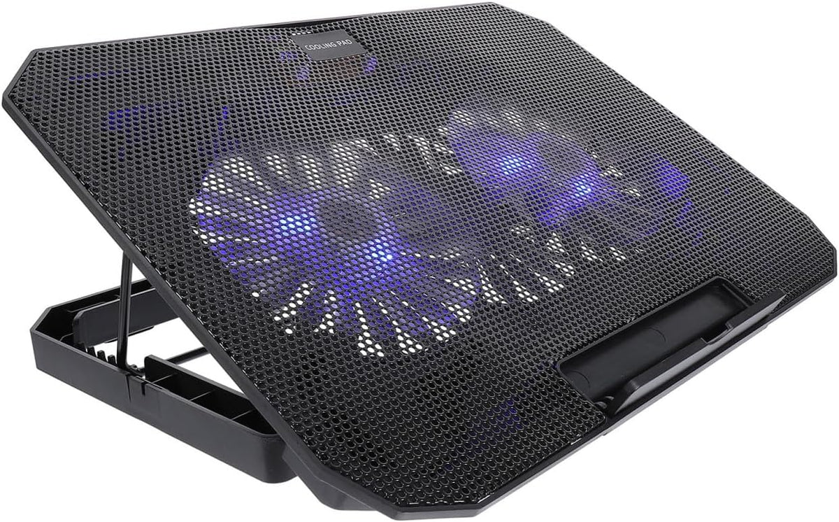 TEHAUX Laptop Cooling Pad for 14-15.6 inch Laptops USB Laptop Cooler Stand with Large Mesh Heat Dissipation Quiet Dual-Core Cooling 4-Gear Adjustable Tilt for Office Home Desk Use