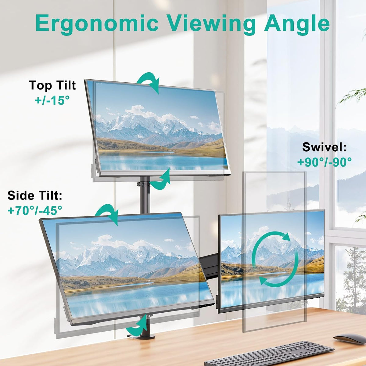 WALI Stacked Triple Monitor Mount for 13-27 inch Screens, 19.8 lbs per Arm