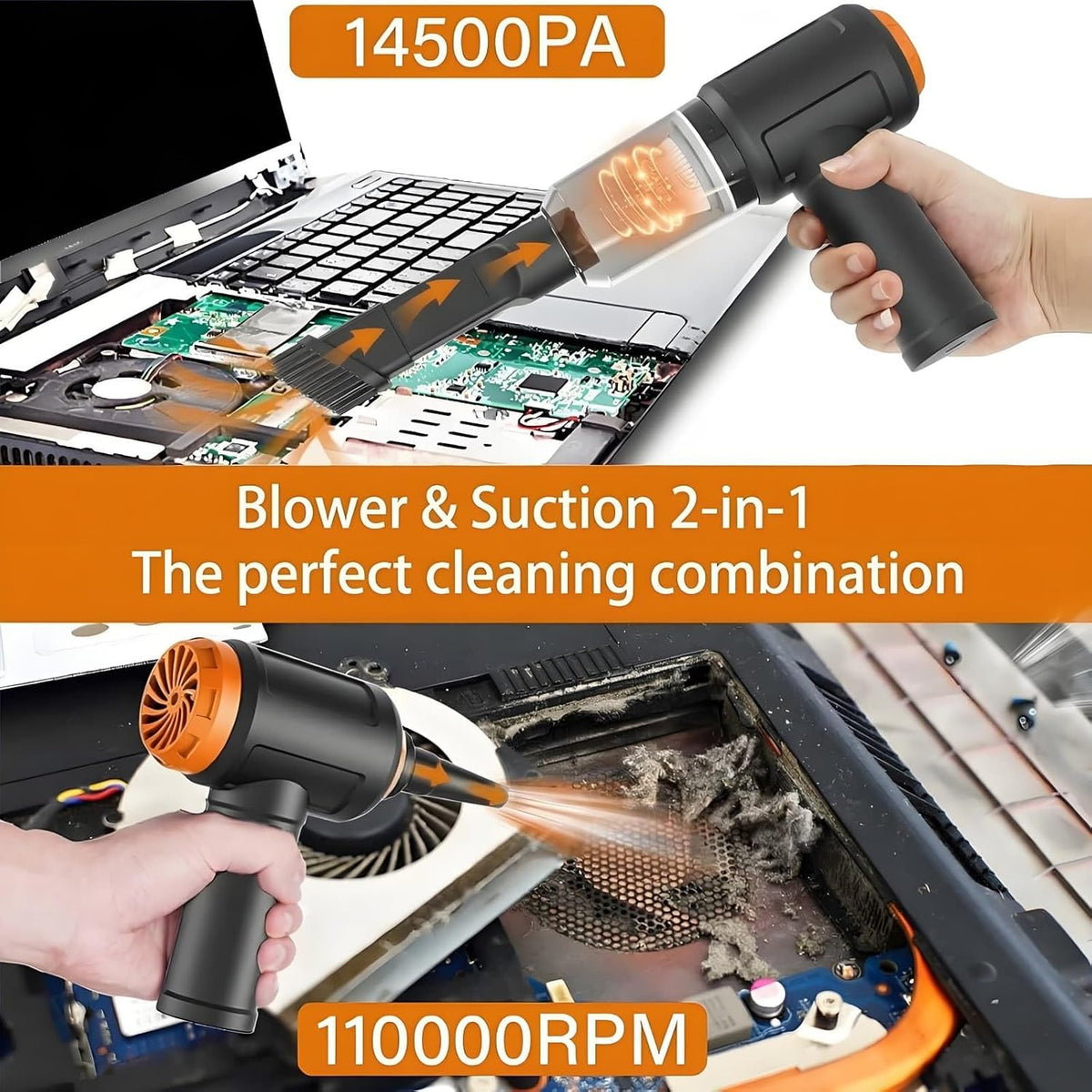 Meudeen Air Duster - Computer Vacuum Cleaner - for Keyboard Cleaning - Cordless Canned Air - 110000RPM Powerful PC Cleaner(Air-01)