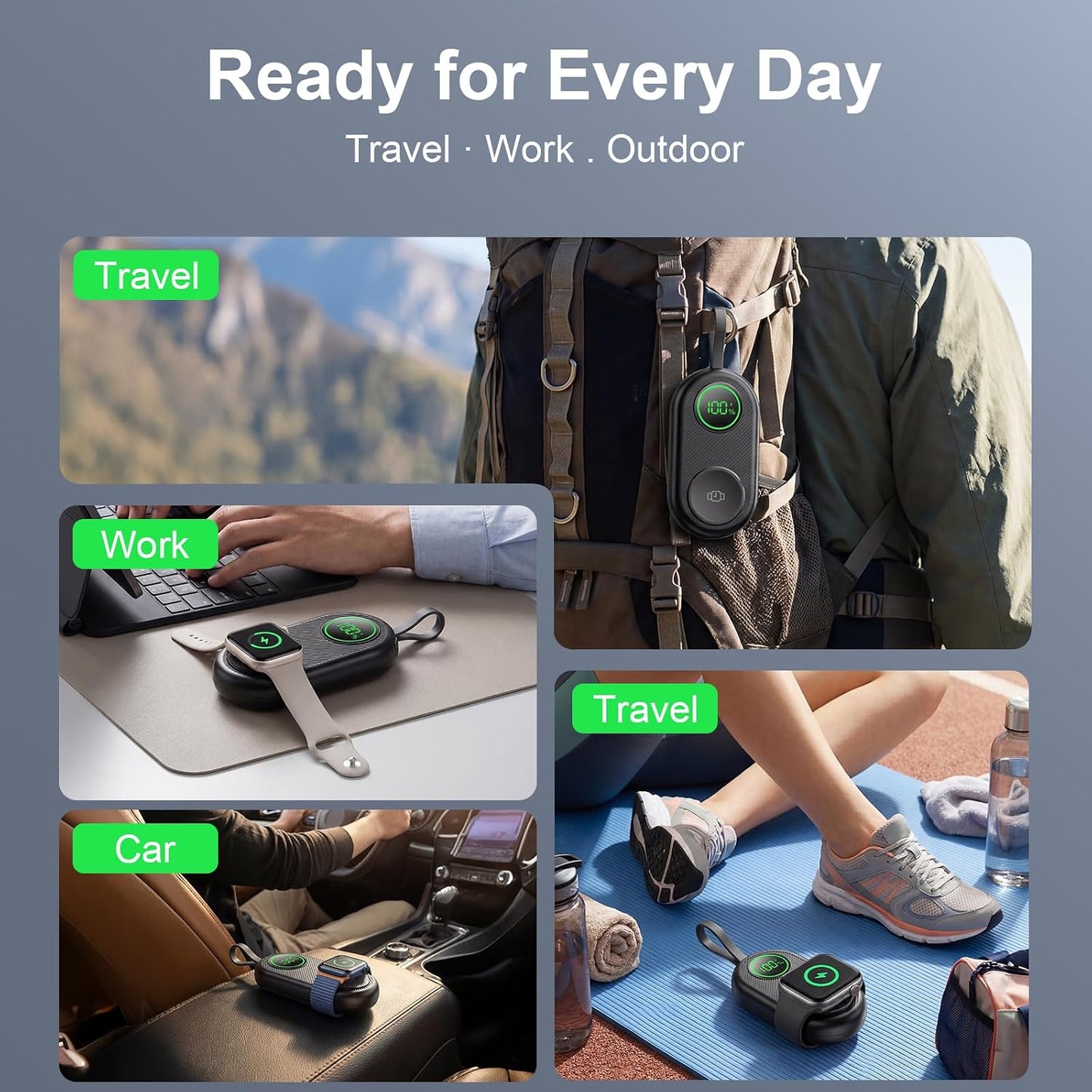 2026 Upgraded 2500mAh Portable Charger for Apple Watch 2-in-1 Wireless | Magnetic Fast Charging for Apple Watch Charger - Compact iWatch Accessories for RV, Camping, Car & Travel Essential