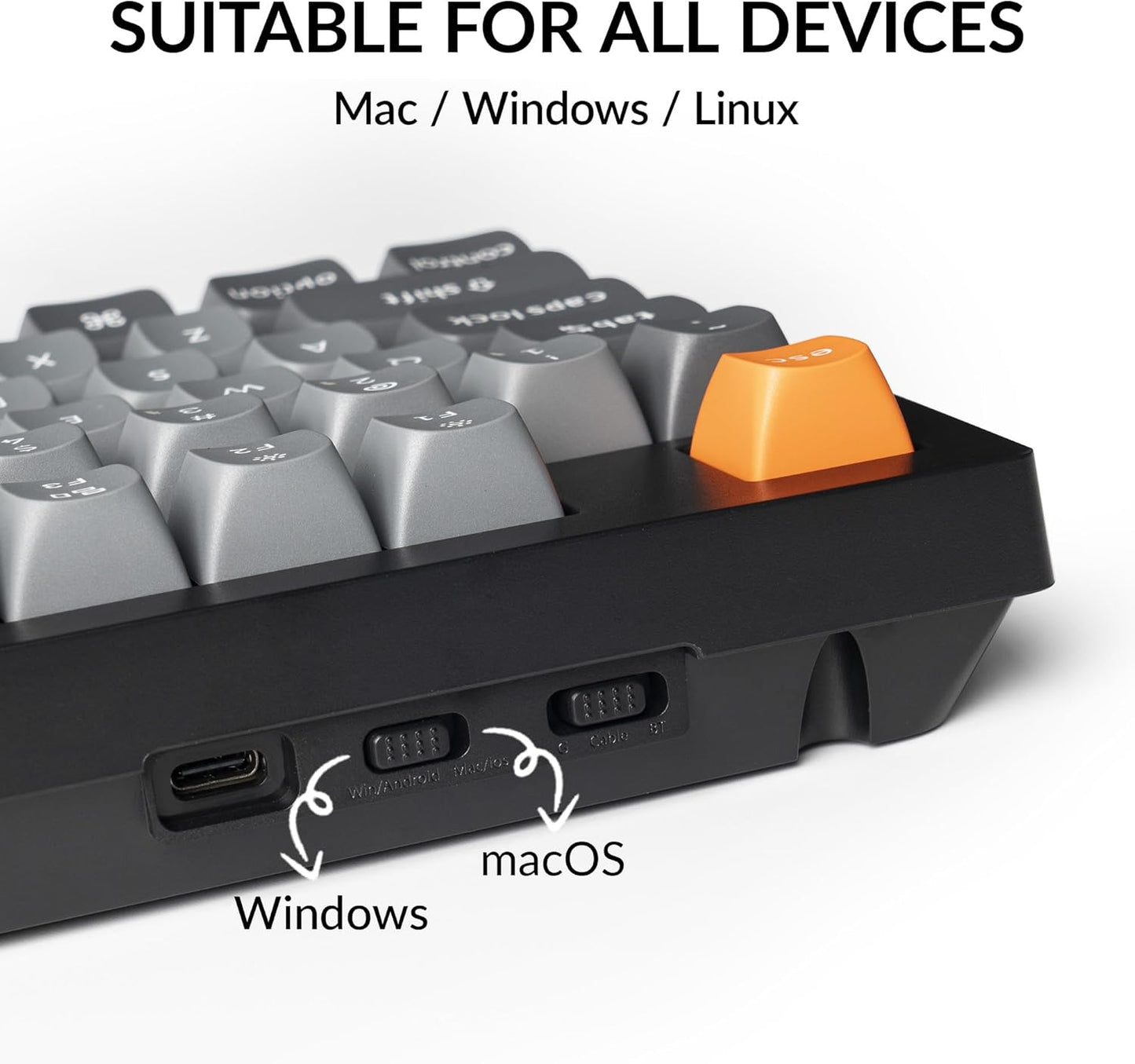 Keychron K10 Max QMK Wireless Custom Mechanical Full-Size Keyboard | 2.4 GHz Wireless & Bluetooth with Hot-swappable Apex Banana Switch Compatible with Mac Windows Linux - Black